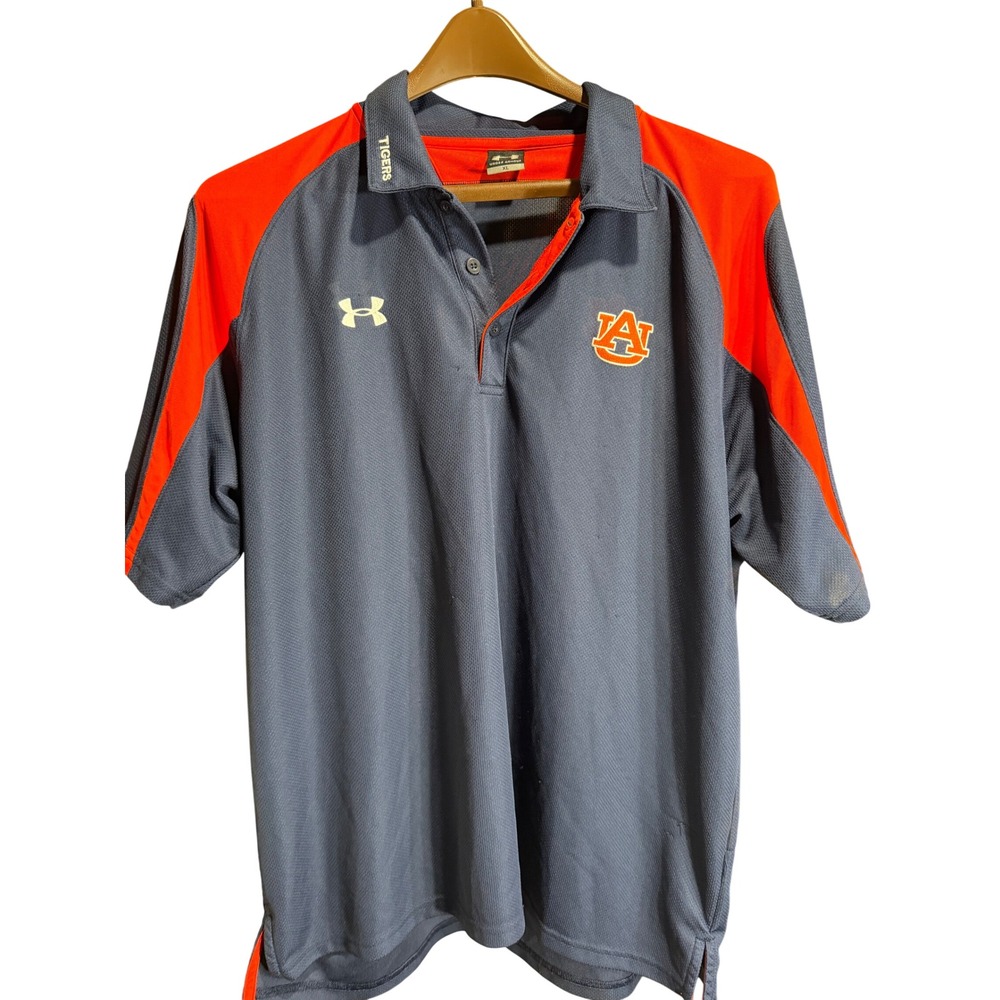 Under Armour Auburn Tigers Polo Shirt Navy Orange Mens XL "Tigers" Logo
